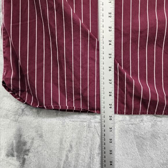 Lands End Top Womens 22W Burgundy White Striped Popover No Iron Supima Cotton - Picture 9 of 10